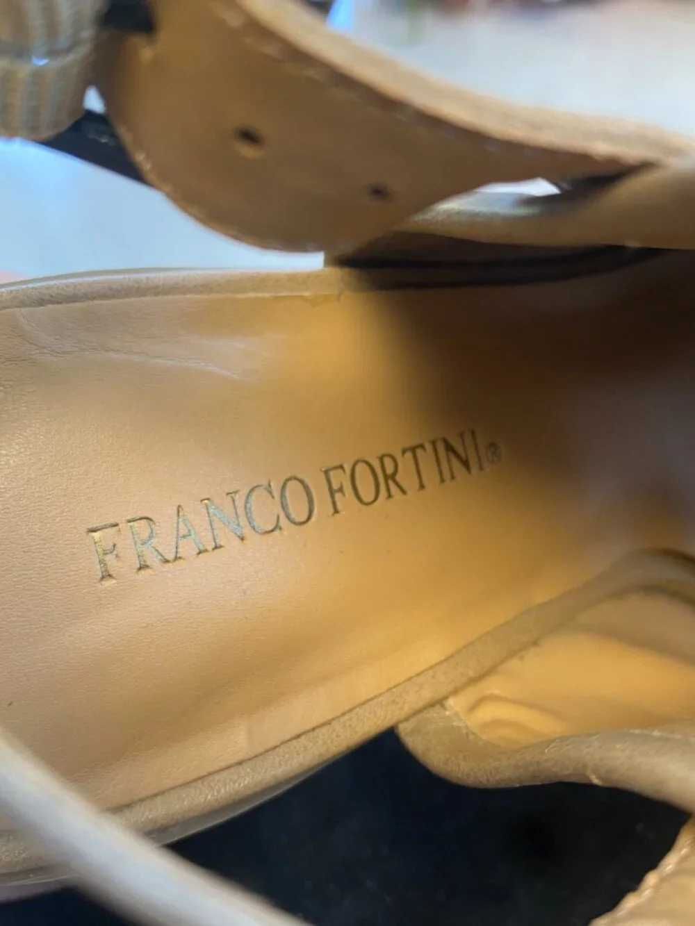Franco Fortini Aniston Tan Leather Heel Sandals 7.5M